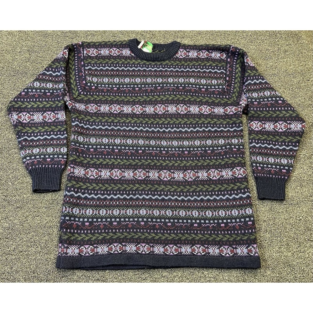 Vintage Christopher & Banks Wool Pullover Sweater Womens Medium Blue Fair Isle
